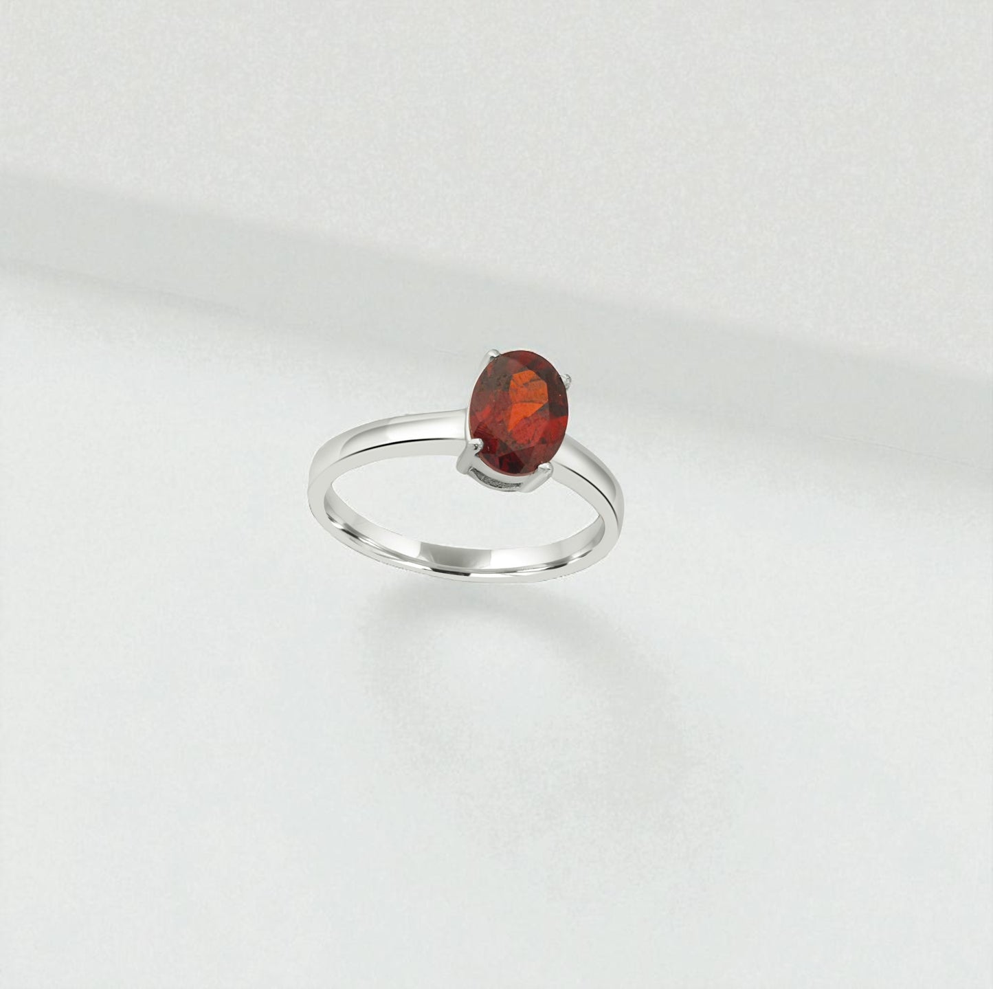 Garnet Oval Cut Silver Ring – 925 Sterling Silver, Deep Red Gemstone, Elegant Women’s Birthstone & Promise Jewelry