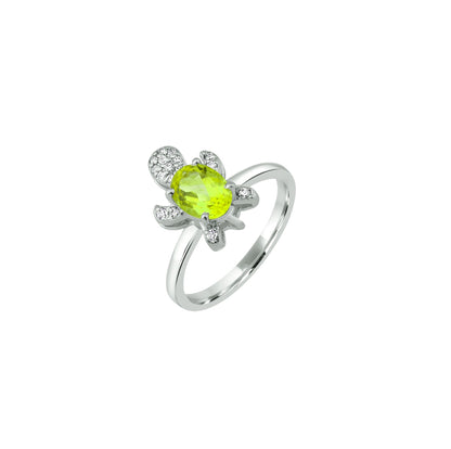Sterling Silver Turtle Ring in Peridot and Zircon Accents – Trendy 2025 Animal Statement Jewelry for Women