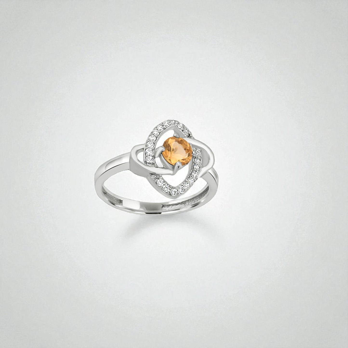 Sterling Silver Yellow Zircon Halo Ring – Elegant Women’s Gemstone Jewelry