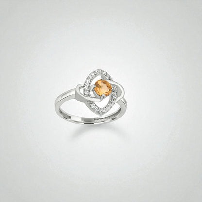 Sterling Silver Yellow Zircon Halo Ring – Elegant Women’s Gemstone Jewelry