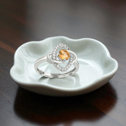 Sterling Silver Yellow Zircon Halo Ring – Elegant Women’s Gemstone Jewelry