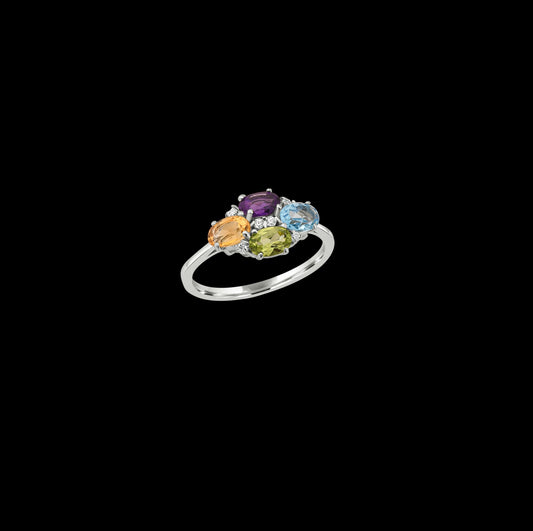 Sterling Silver Multi Birthstone Ring – Custom Mother’s Ring, Personalized Gemstone Jewelry Gift