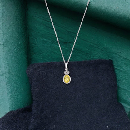 925 Sterling Silver Green Amethyst Pendant with CZ Accents – Pineapple Design Jewelry for Women