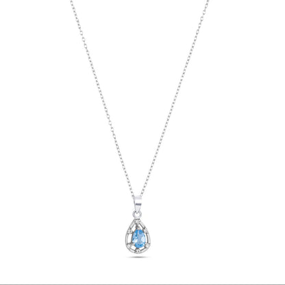 Teardrop Elegance Silver Pendant in Garnet / Blue Topaz / Citrine