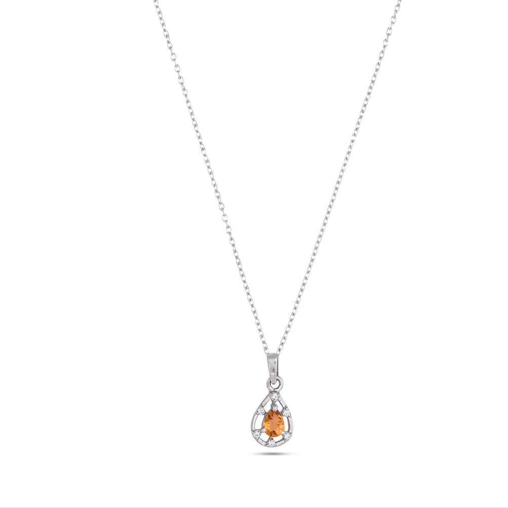 Teardrop Elegance Silver Pendant in Garnet / Blue Topaz / Citrine