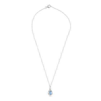 Teardrop Elegance Silver Pendant in Garnet / Blue Topaz / Citrine