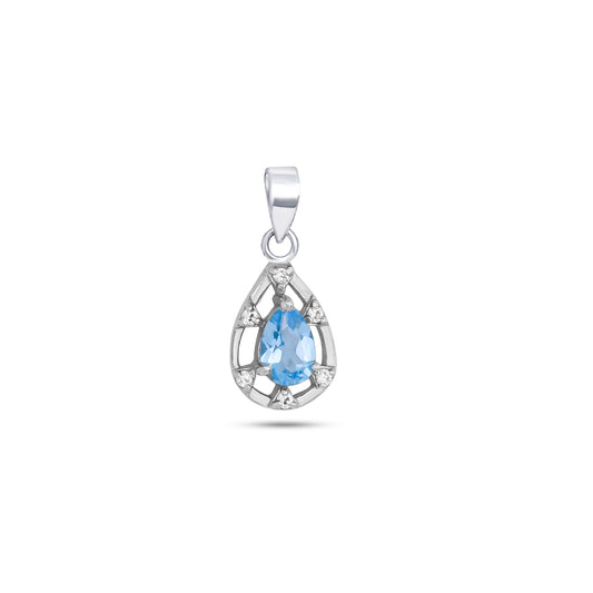 Teardrop Elegance Silver Pendant in Garnet / Blue Topaz / Citrine