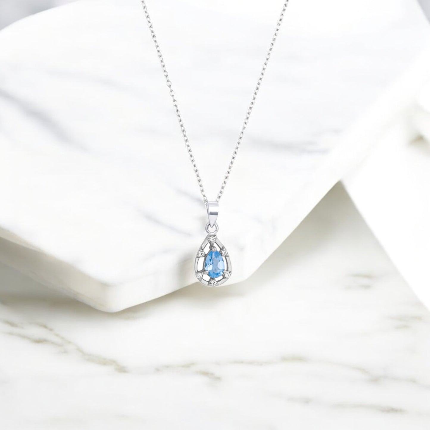 Teardrop Elegance Silver Pendant in Garnet / Blue Topaz / Citrine