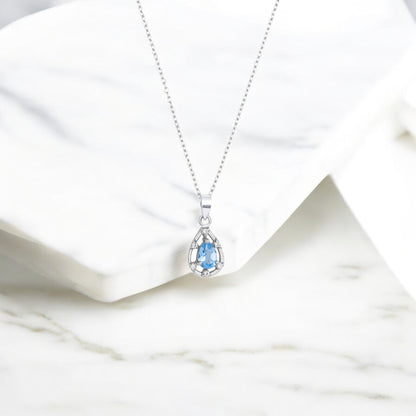 Teardrop Elegance Silver Pendant in Garnet / Blue Topaz / Citrine