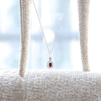 Teardrop Elegance Silver Pendant in Garnet / Blue Topaz / Citrine