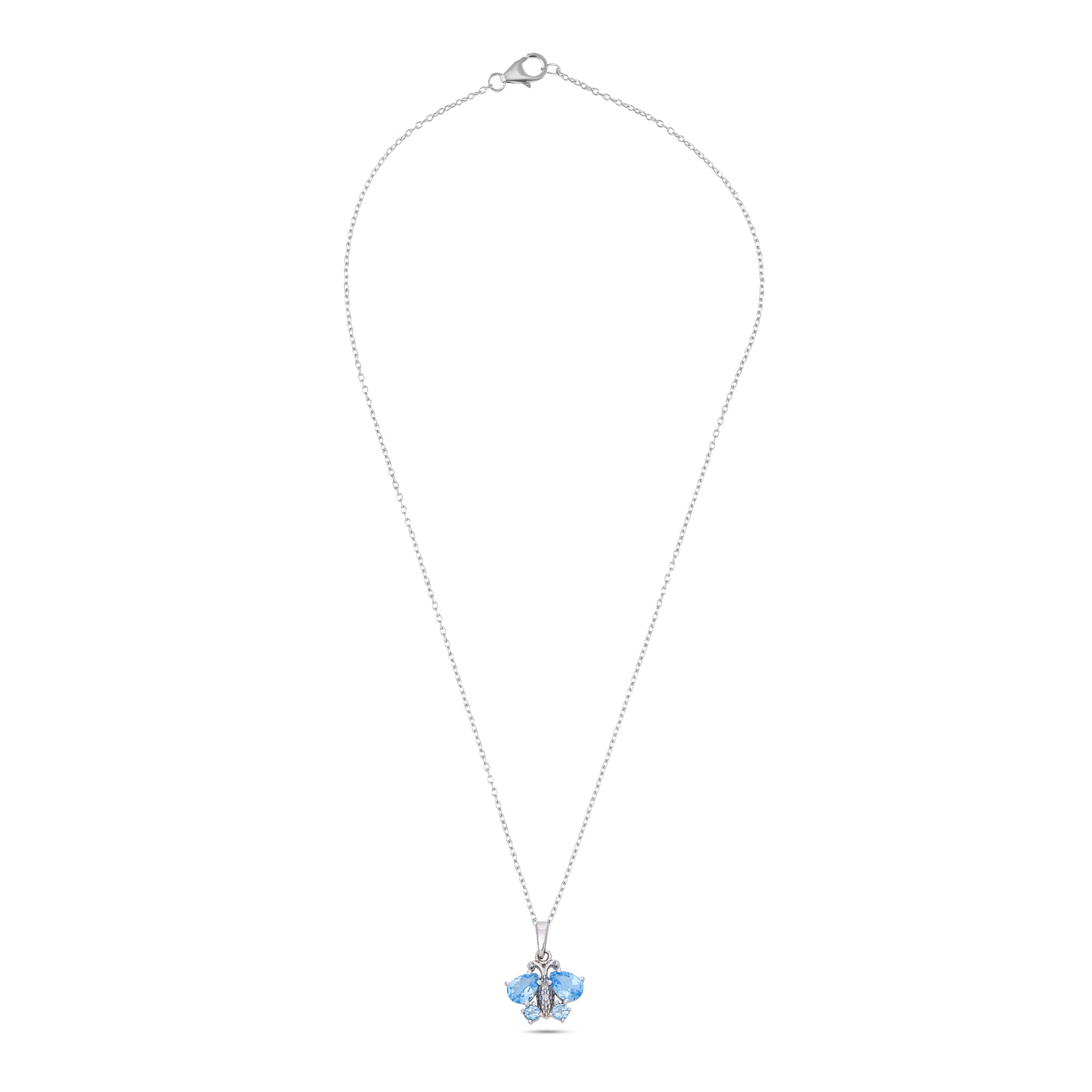 Butterfly Pendant Necklace - Peridot / Blue Topaz for Animal Lovers