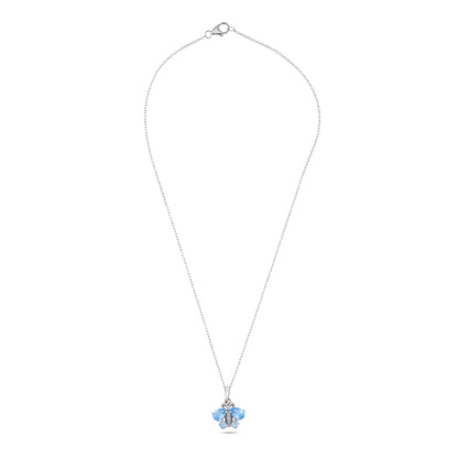 Butterfly Pendant Necklace - Peridot / Blue Topaz for Animal Lovers
