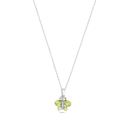 Butterfly Pendant Necklace - Peridot / Blue Topaz for Animal Lovers