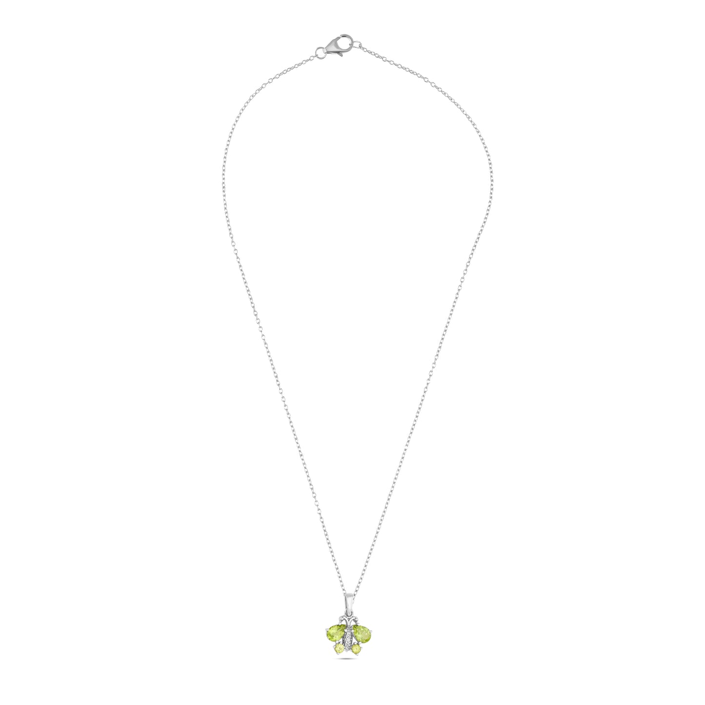 Butterfly Pendant Necklace - Peridot / Blue Topaz for Animal Lovers