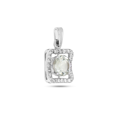 Sterling Silver Square Pendant Necklace in Amethyst – Elegant Halo Design for Women