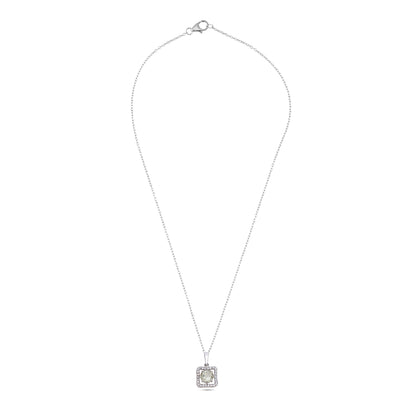 Sterling Silver Square Pendant Necklace in Amethyst – Elegant Halo Design for Women