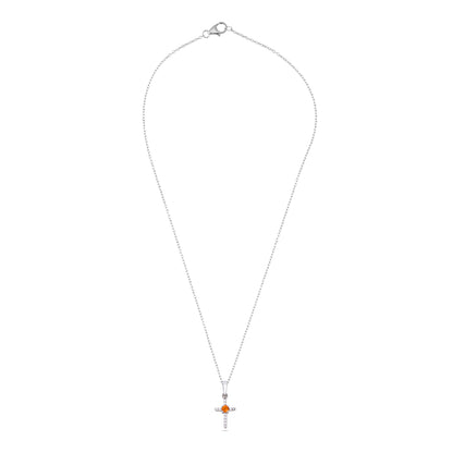 Spiritual Silver Cross Pendant with Sky Blue Topaz / Citrine Gemstones