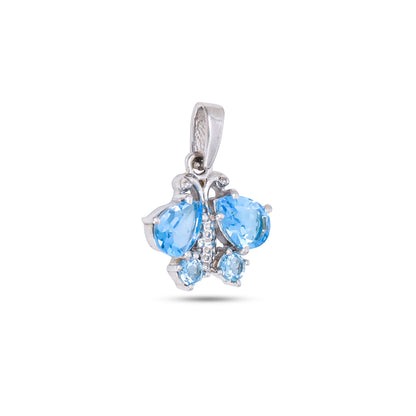 Butterfly Pendant Necklace - Peridot / Blue Topaz for Animal Lovers
