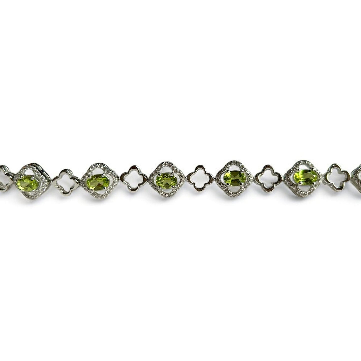 Peridot & Cubic Zirconia Floral Link Bracelet