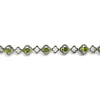 Peridot & Cubic Zirconia Floral Link Bracelet