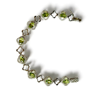 Peridot & Cubic Zirconia Floral Link Bracelet