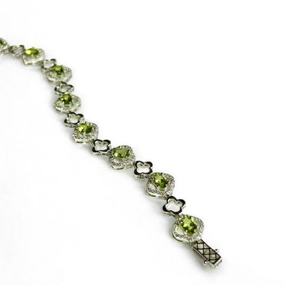 Peridot & Cubic Zirconia Floral Link Bracelet