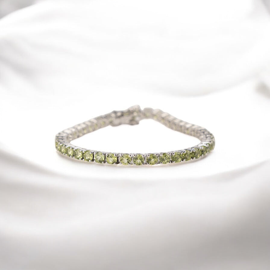 Peridot Tennis Bracelet Silver