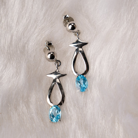 Ocean Spark Blue Topaz Teardrop Silver Earrings