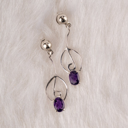 Amethyst Twist Drop Earrings