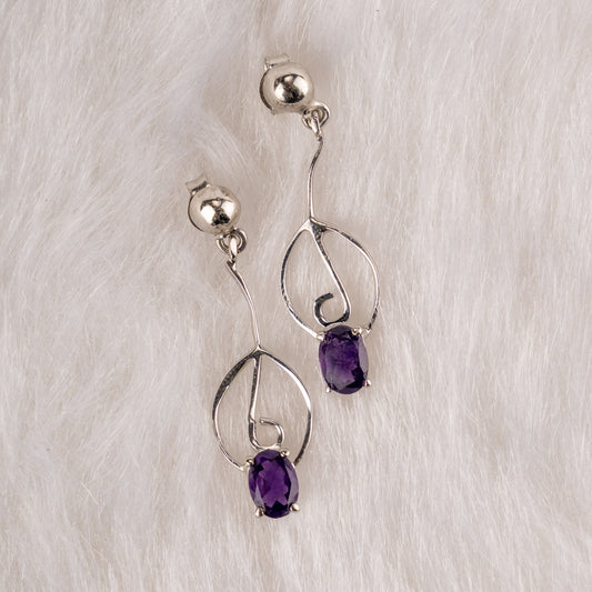 Amethyst Twist Drop Earrings