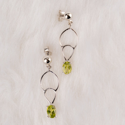 Peridot Glow Silver Earrings