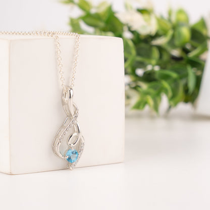 Graceful Twist Gemstone Pendants in Sterling Silver – Garnet, Citrine & Blue Topaz