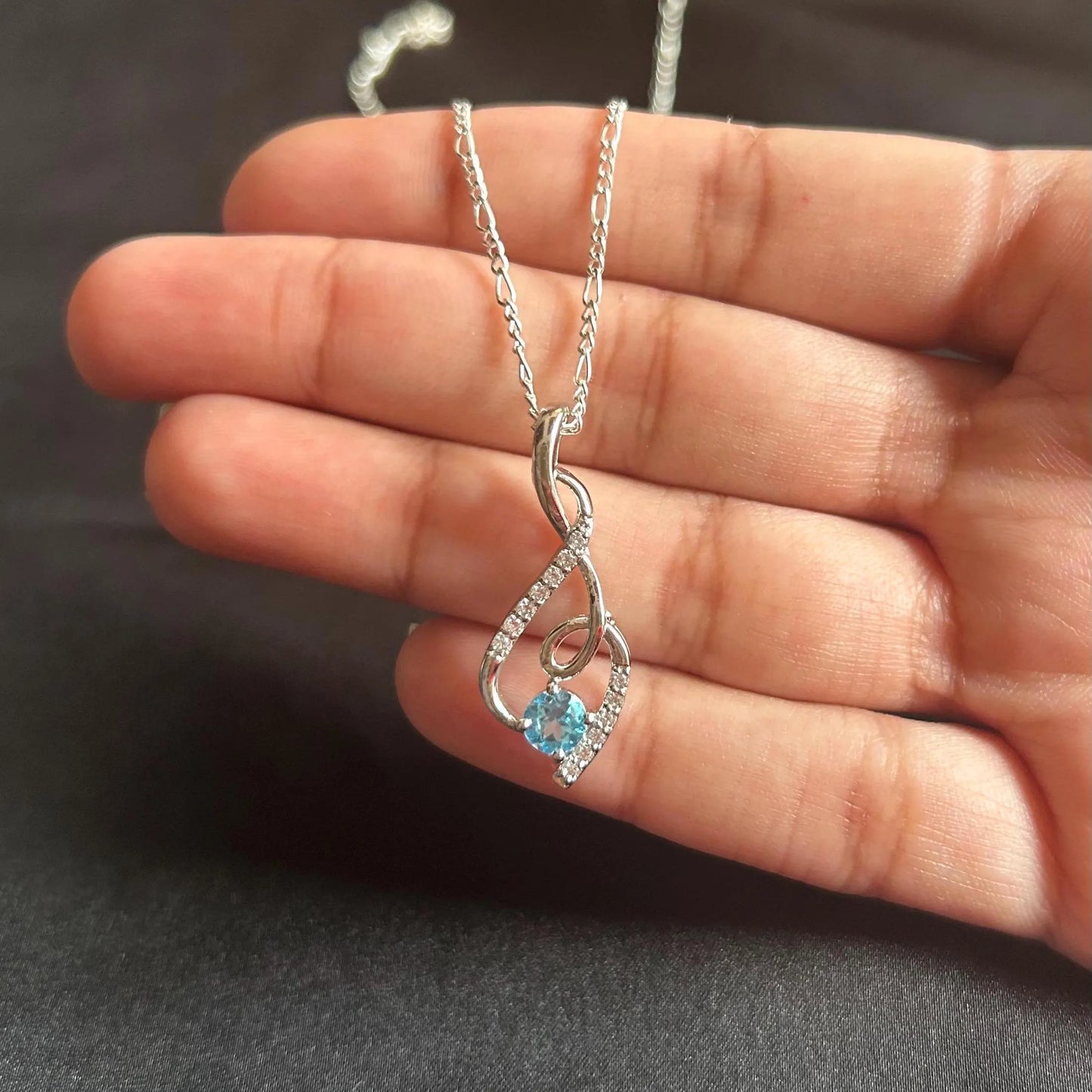 Graceful Twist Gemstone Pendants in Sterling Silver – Garnet, Citrine & Blue Topaz