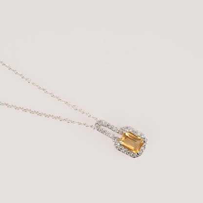 Linear Luxe Silver Pendant in Citrine / Blue Topaz with Zircon Accents