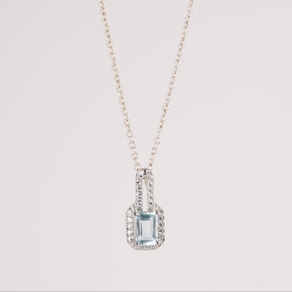 Linear Luxe Silver Pendant in Citrine / Blue Topaz with Zircon Accents