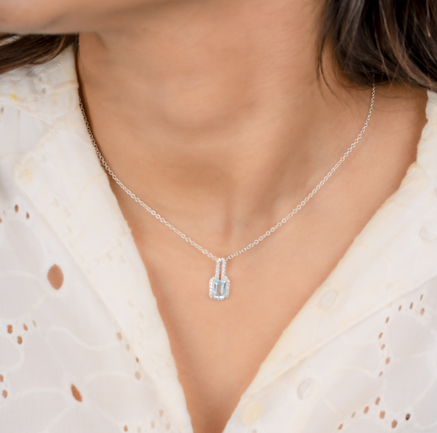 Linear Luxe Silver Pendant in Citrine / Blue Topaz with Zircon Accents