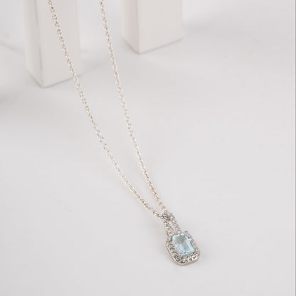 Linear Luxe Silver Pendant in Citrine / Blue Topaz with Zircon Accents