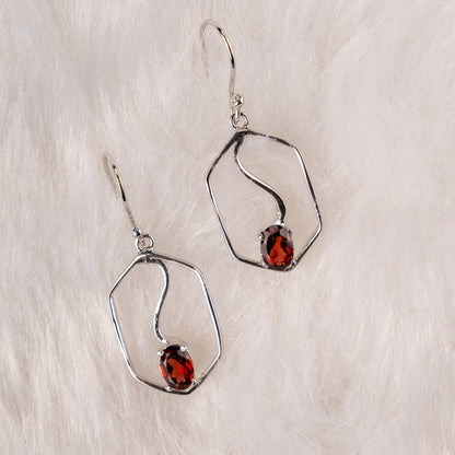 Garnet Glide Silver Earrings