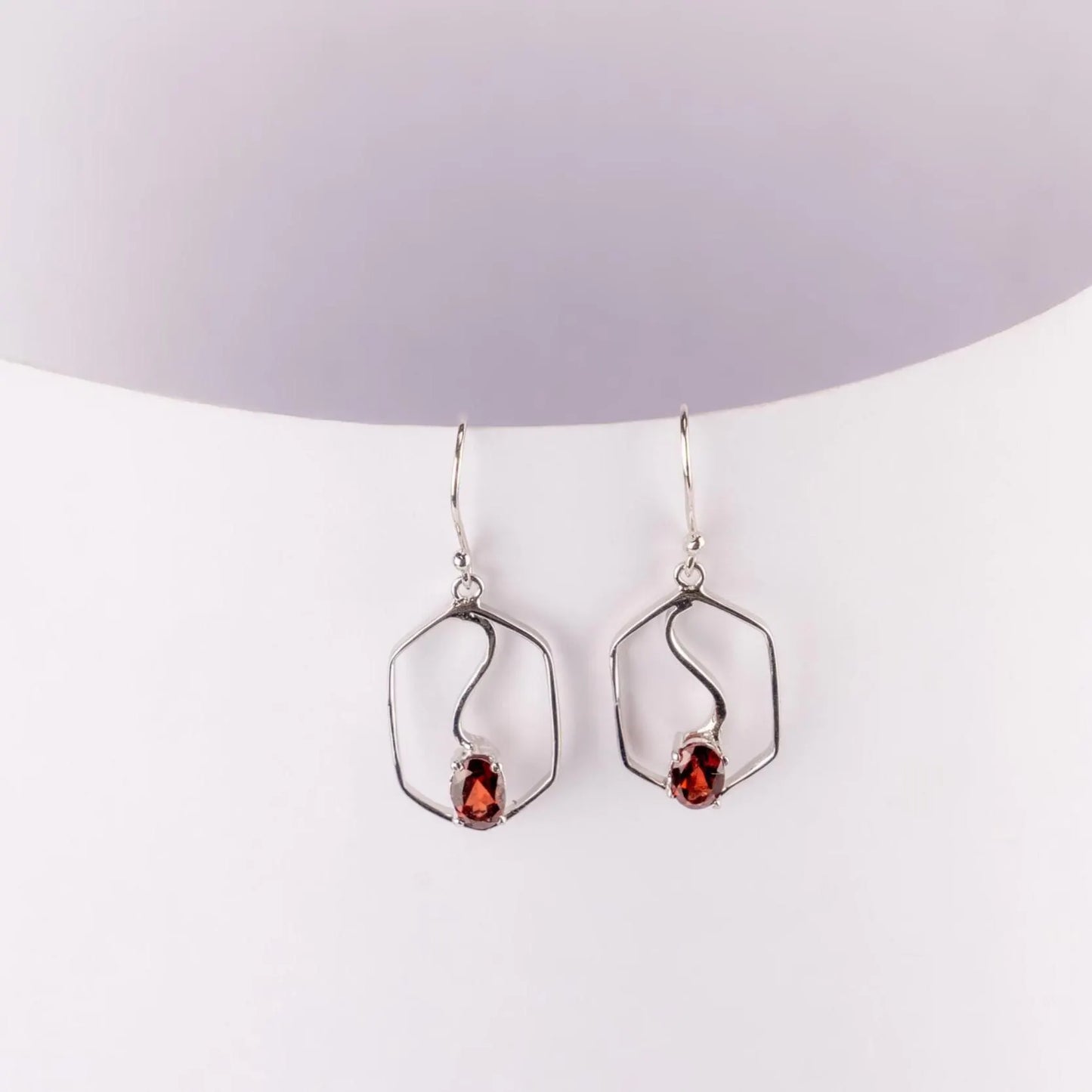 Garnet Glide Silver Earrings