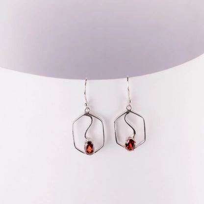 Garnet Glide Silver Earrings
