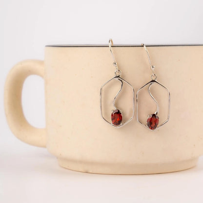 Garnet Glide Silver Earrings