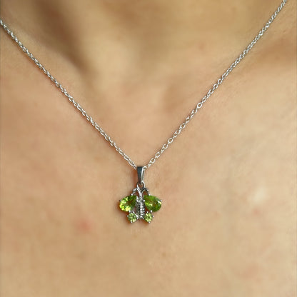 Butterfly Pendant Necklace - Peridot / Blue Topaz for Animal Lovers