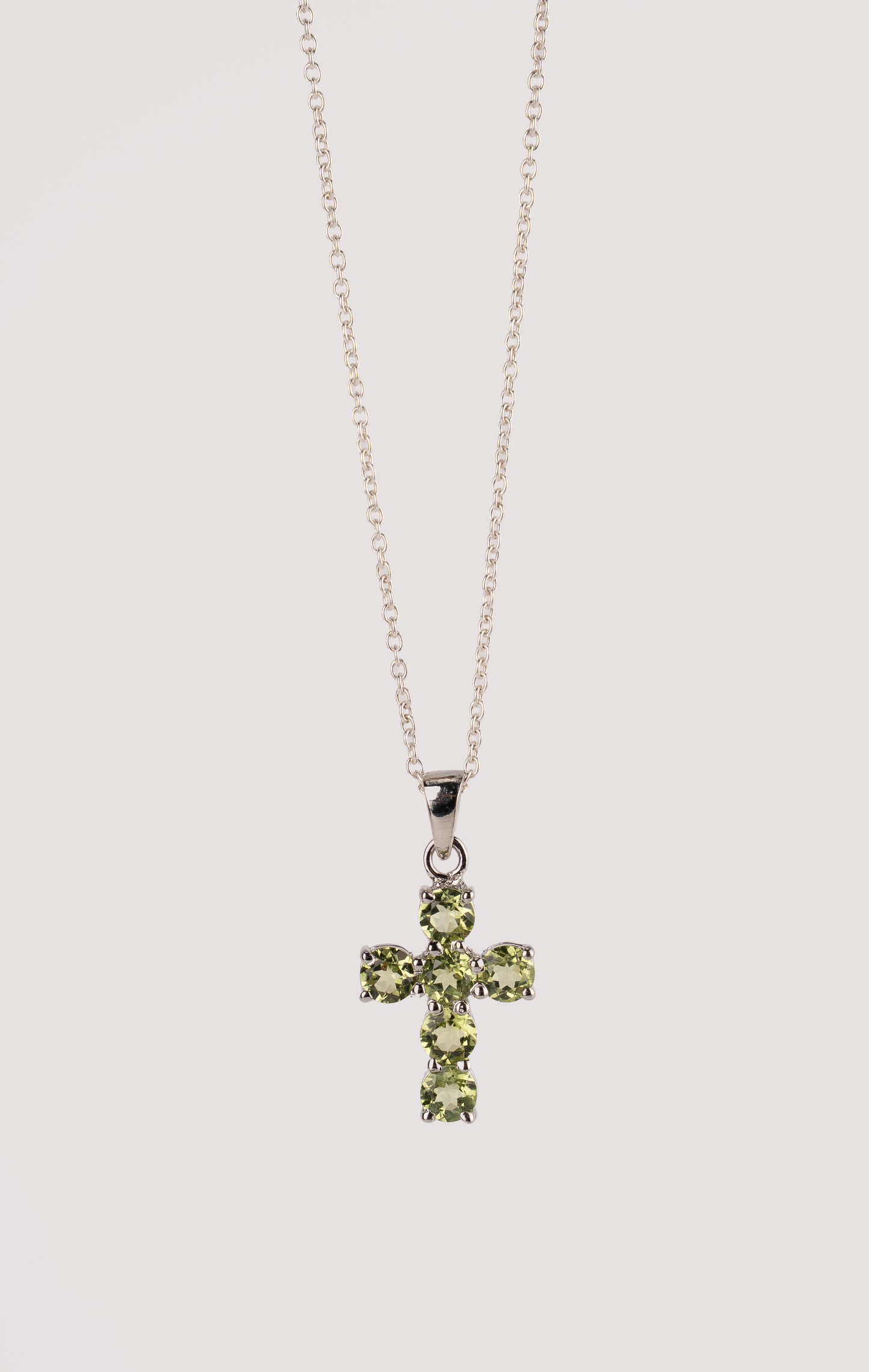 Sterling Silver Cross Pendant with Natural Citrine / Garnet / Peridot Gemstones