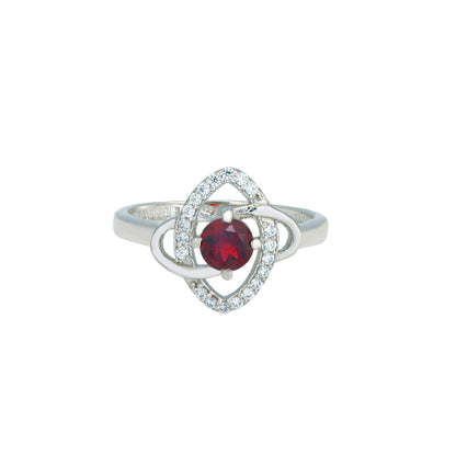 Sterling Silver Red Zircon Halo Ring – Unique Women’s Fine Jewelry