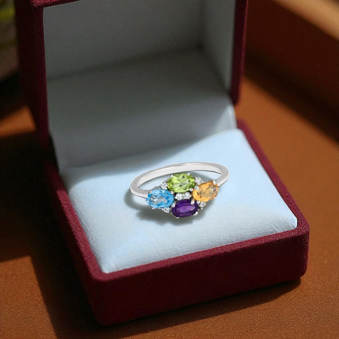 Sterling Silver Multi Birthstone Ring – Custom Mother’s Ring, Personalized Gemstone Jewelry Gift