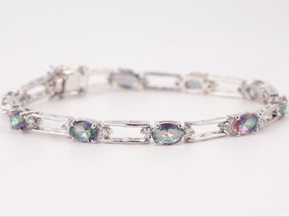 Sterling Silver Mystic Topaz Link Bracelet