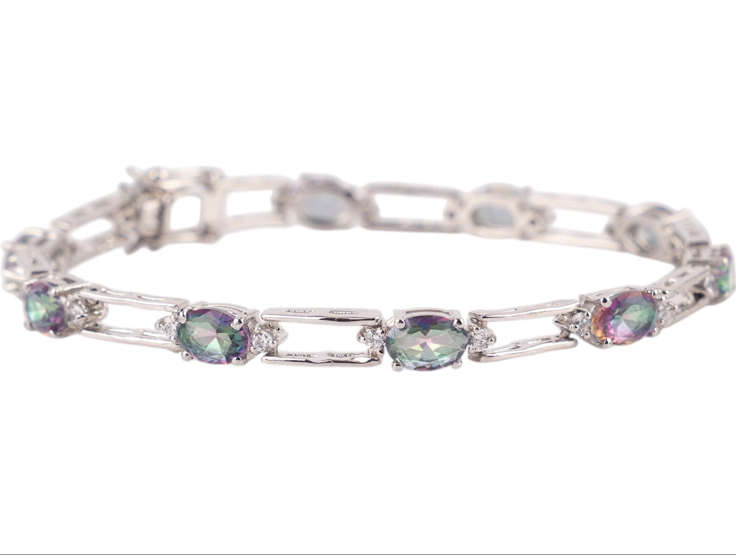 Sterling Silver Mystic Topaz Link Bracelet