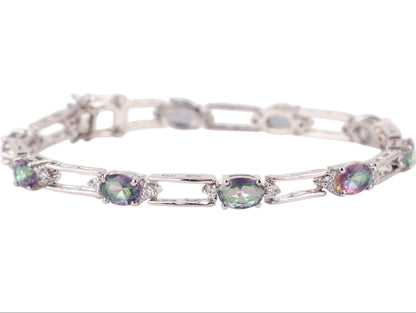 Sterling Silver Mystic Topaz Link Bracelet