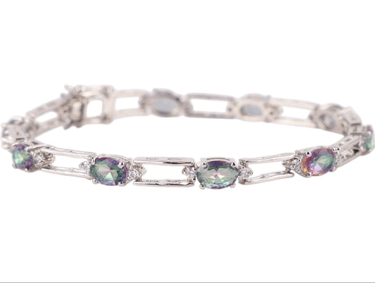 Sterling Silver Mystic Topaz Link Bracelet