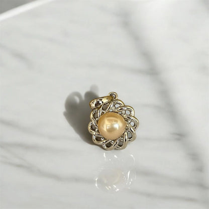 Golden Pearl Pendant Necklace in Sterling Silver – Elegant Spiral Floral Design